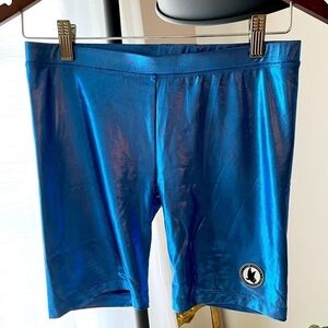 Metallic Blue‎ Biker Shorts